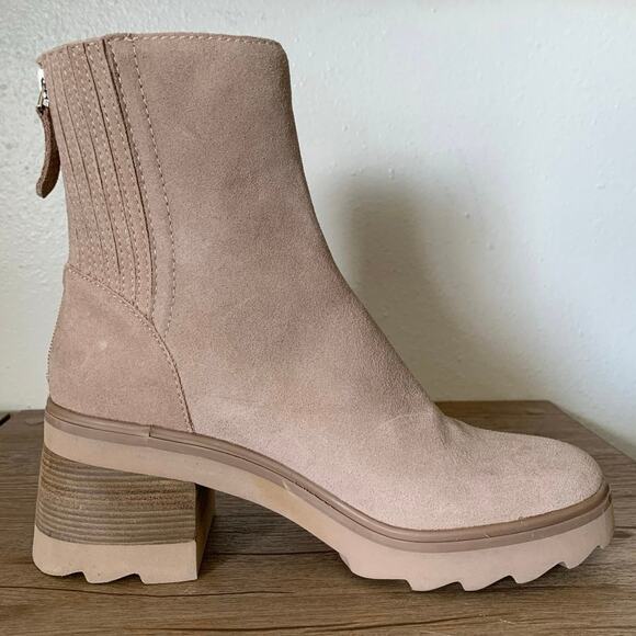 NWOB Dolce Vita Martey H2O Boots Taupe Suede Waterproof Womens 6 US Beige Chunky - Picture 12 of 15